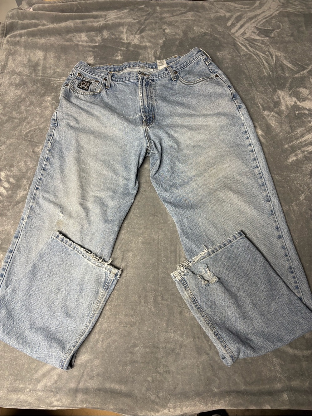 Cinch Light Blue Boyfriend Jeans with Distressed Hem